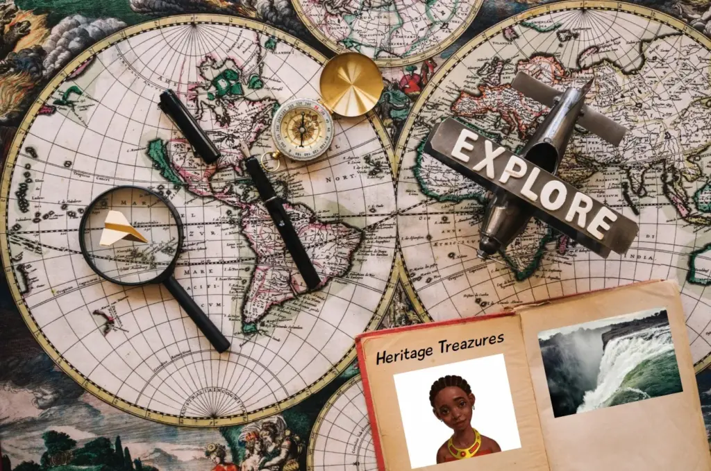 Image of a map with an open book