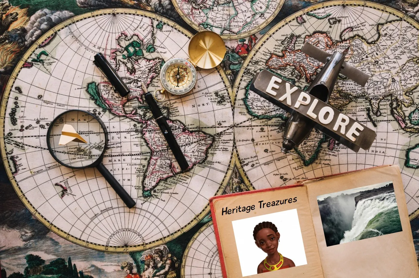 Image of a map with an open book